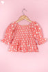 Cambric Cotton Shirred Top In Floral Block Print